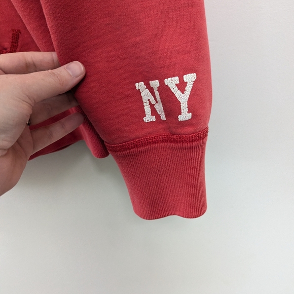 American Eagle Vintage Style Button Collar Distressed Hoodie Collegiate - Picture 6 of 14